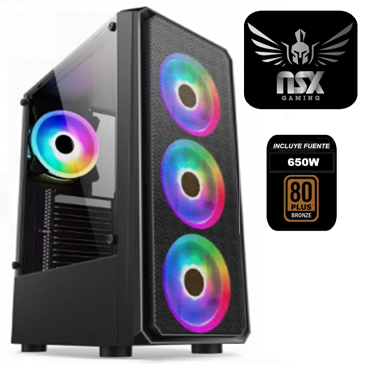 NSX GABINETE GAMER 902M + FUENTE 650w 80+ BR - PCSystem Uruguay